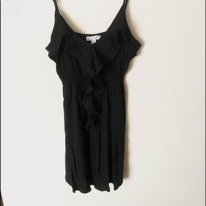 Ambiance Black Spaghetti Strap Ruffle Front  Mini Sun Dress